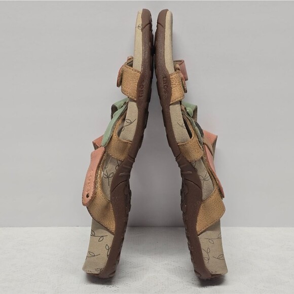 Taos Womens Strappy Pink Teal Genuine Leather Sandals Size 10 Comfort Adjustable - Picture 7 of 10